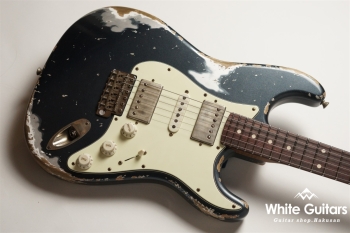 XSC-4 - Darker Lake Placid Blue over Silver Metalic - Heavy Aged / Master Grade Flame Maple Neck / Stainless Fret / Blender Mod