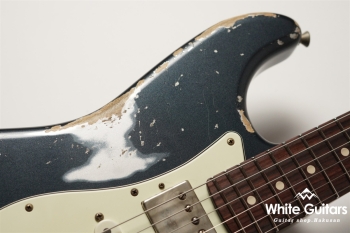 XSC-4 - Darker Lake Placid Blue over Silver Metalic - Heavy Aged / Master Grade Flame Maple Neck / Stainless Fret / Blender Mod