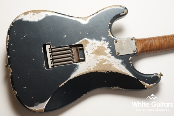 XSC-4 - Darker Lake Placid Blue over Silver Metalic - Heavy Aged / Master Grade Flame Maple Neck / Stainless Fret / Blender Mod