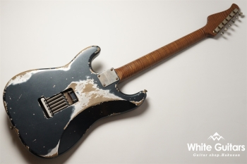 XSC-4 - Darker Lake Placid Blue over Silver Metalic - Heavy Aged / Master Grade Flame Maple Neck / Stainless Fret / Blender Mod