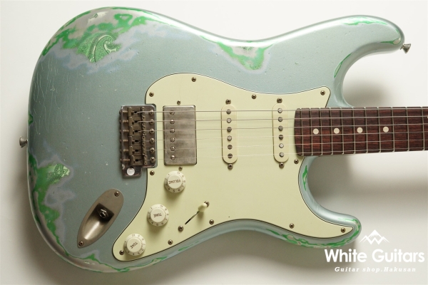 XSC-2 - Faded Ice Blue Metallic over Green Paisley - Heavy Aged