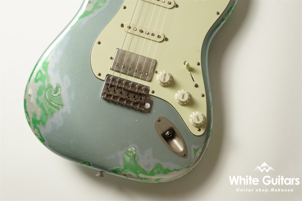 XSC-2 - Faded Ice Blue Metallic over Green Paisley - Heavy Aged