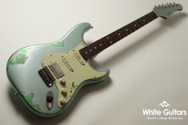 XSC-2 - Faded Ice Blue Metallic over Green Paisley - Heavy Aged