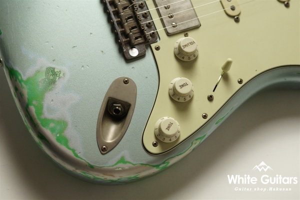 XSC-2 - Faded Ice Blue Metallic over Green Paisley - Heavy Aged