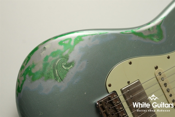 XSC-2 - Faded Ice Blue Metallic over Green Paisley - Heavy Aged