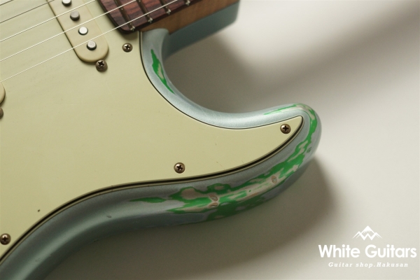 XSC-2 - Faded Ice Blue Metallic over Green Paisley - Heavy Aged