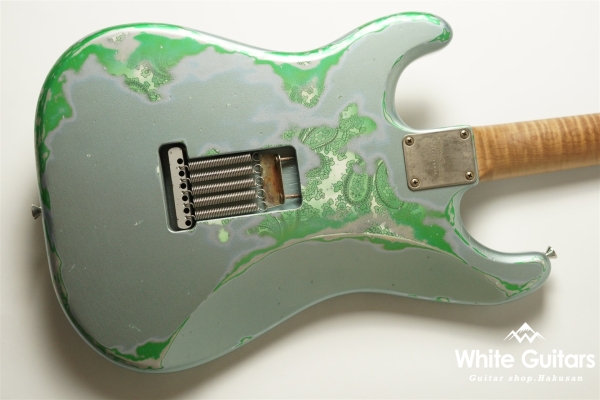 XSC-2 - Faded Ice Blue Metallic over Green Paisley - Heavy Aged