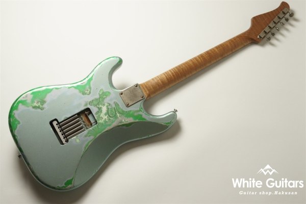 XSC-2 - Faded Ice Blue Metallic over Green Paisley - Heavy Aged