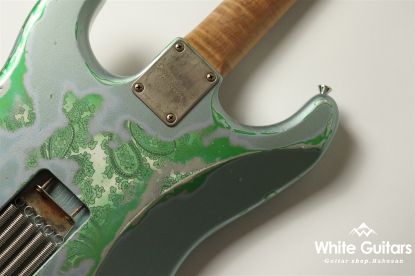 XSC-2 - Faded Ice Blue Metallic over Green Paisley - Heavy Aged