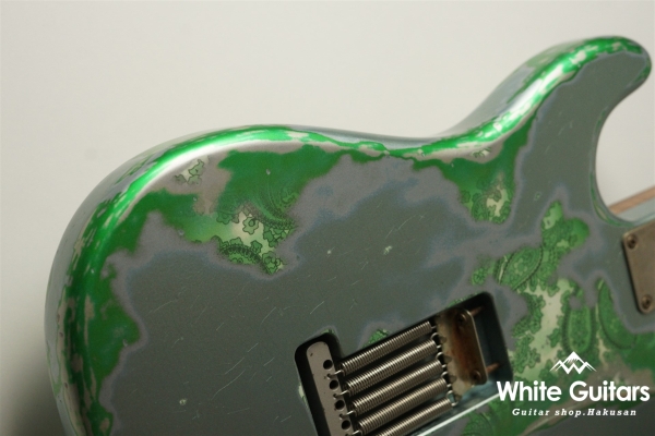 XSC-2 - Faded Ice Blue Metallic over Green Paisley - Heavy Aged