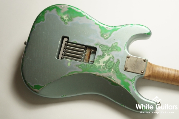 XSC-2 - Faded Ice Blue Metallic over Green Paisley - Heavy Aged