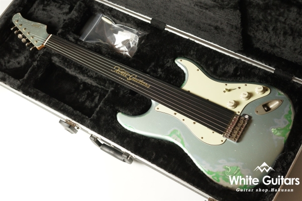 XSC-2 - Faded Ice Blue Metallic over Green Paisley - Heavy Aged